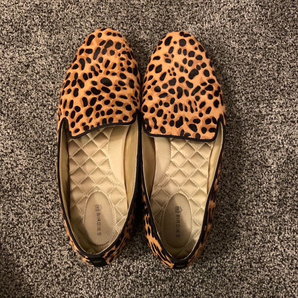 Birdies calf hair leopard print flats